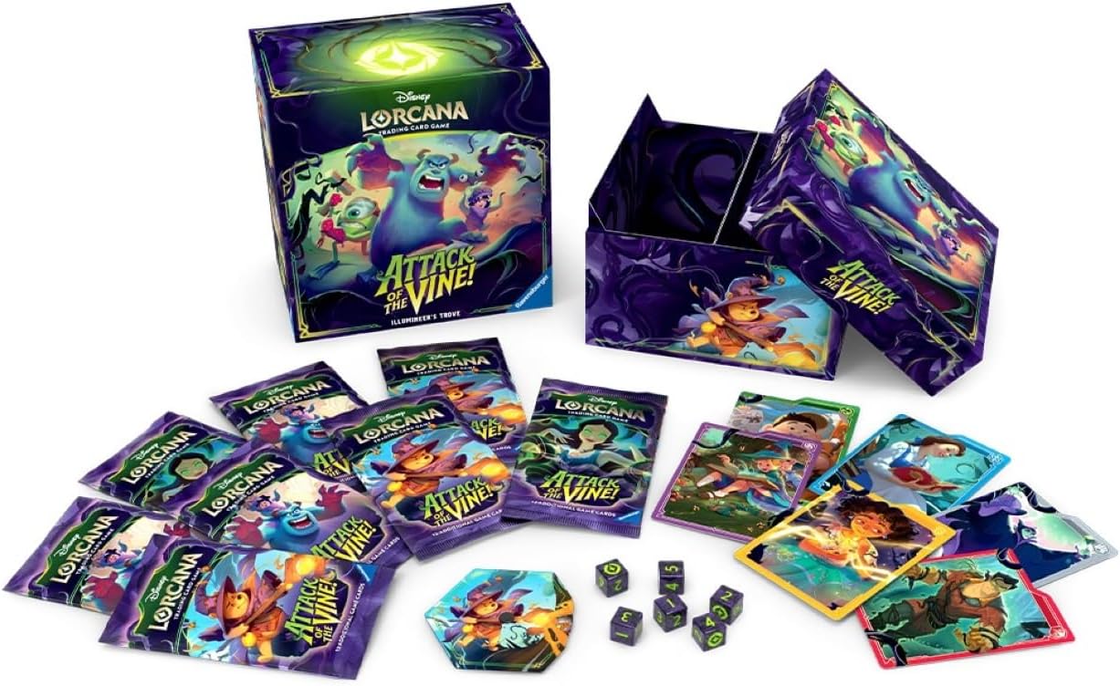 Ravensburger Disney Lorcana TCG: Attack of the Vine! Illumineer's Trove for Ages 8 and Up - Secure Card Storage - Includes 8 Booster Packs, Damage Counter Dice, Card Dividers - Presale Ships 07/24/2026