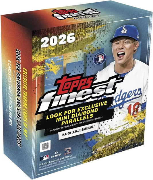 2026 Topps Finest MLB Baseball Mega Box, 8 Packs, 6 Cards per Pack, 48 Trading Cards