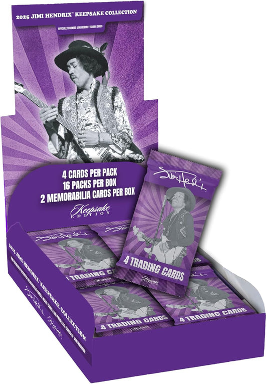 2025 Jimi Hendrix Keepsake Collectible Hobby Box – 16 Packs Per Box – 2 Memorabilia Hits Per Box – Collectible Trading Cards