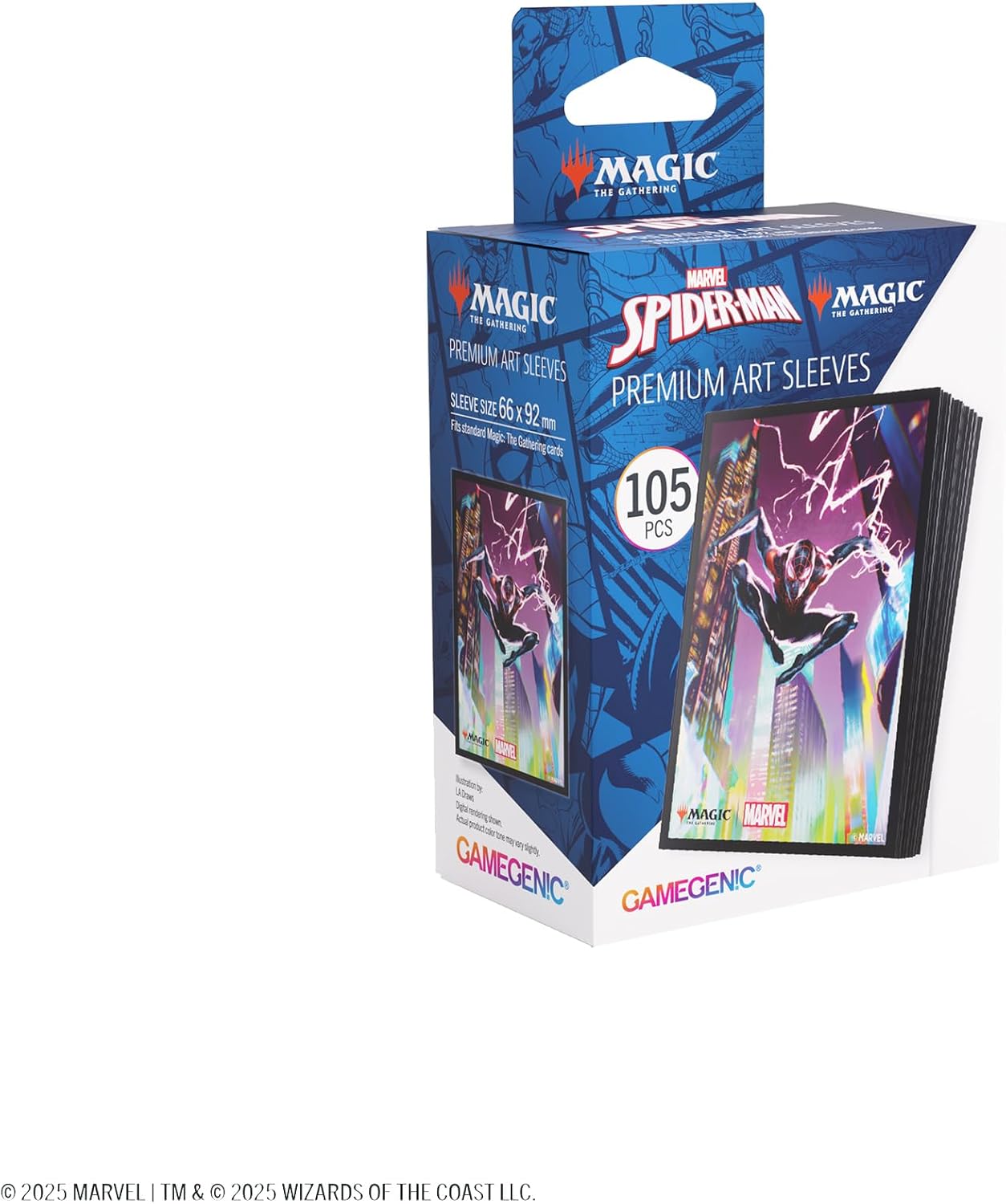 Gamegenic Magic: The Gathering Marvel's Spider-Man Premium Art Sleeves - Spider-Man Miles Morales - 105 Matte Textured Card Sleeves with Full-Color Artwork, Tournament-Ready & Plastic-Free Packaging