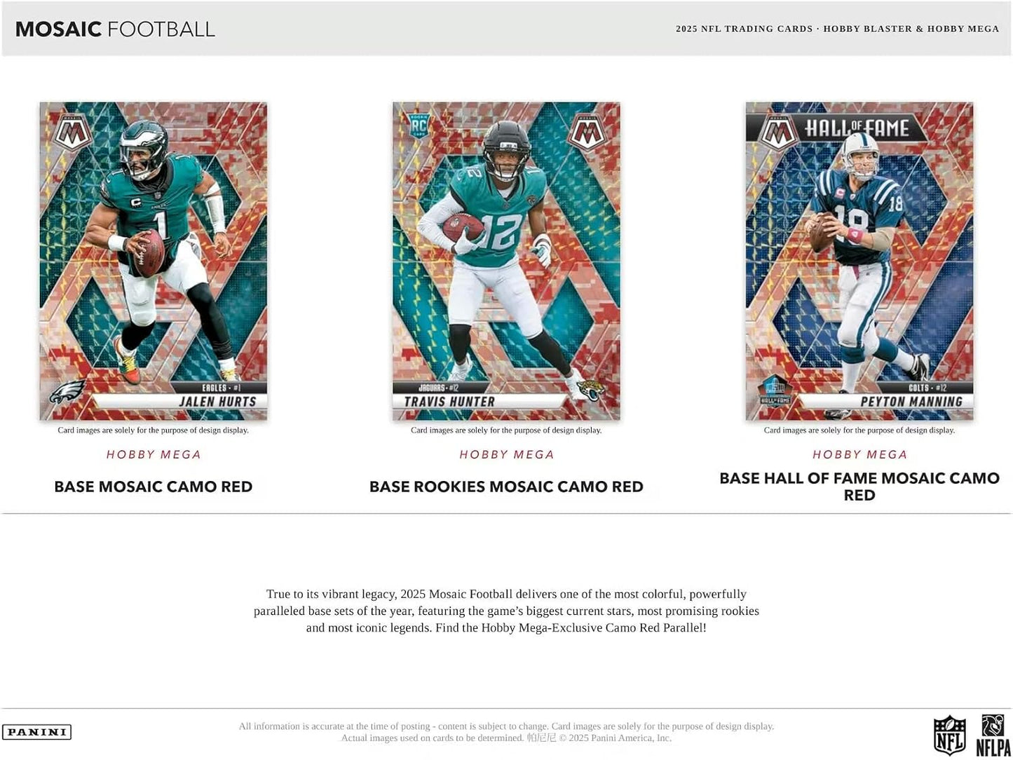2025 Panini Mosaic Football Hobby Mega Trading Card Box (10 Exclusive Camo Red Mosaics Per Box)