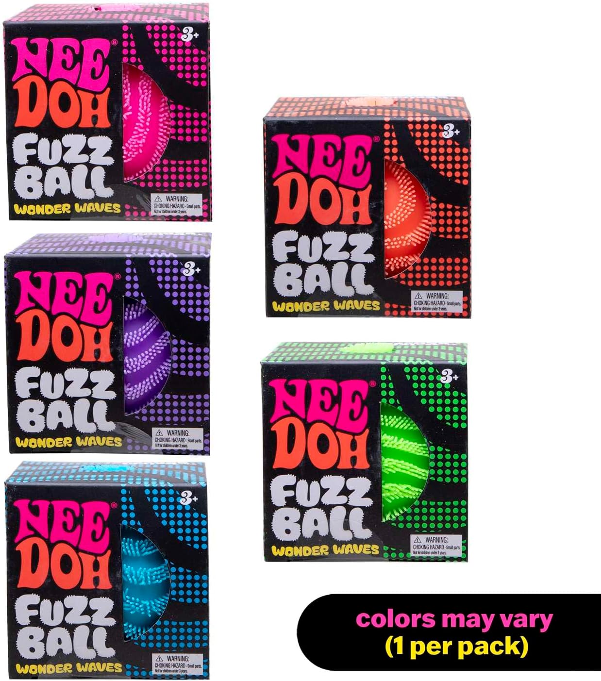 Schylling NeeDoh Fuzz Ball Wonder Waves - Squeeze Toy with a Velvet Texture and Soft Cloud Squish - 2.25" Ball - Color May Vary (Pack of 1)