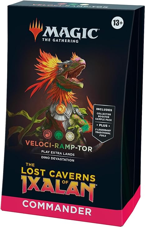 Magic: The Gathering The Lost Caverns of Ixalan Commander Deck - Veloci-ramp-tor (100-Card Deck, 2-Card Collector Booster Sample Pack + Accessories)