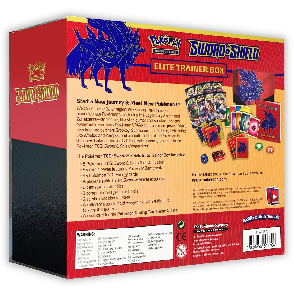 pokemon trading card game sword and shield elite trainer box Pokemon TCG: Sword & Shield Zacian Elite Trainer Box – Collectors Emporium NY