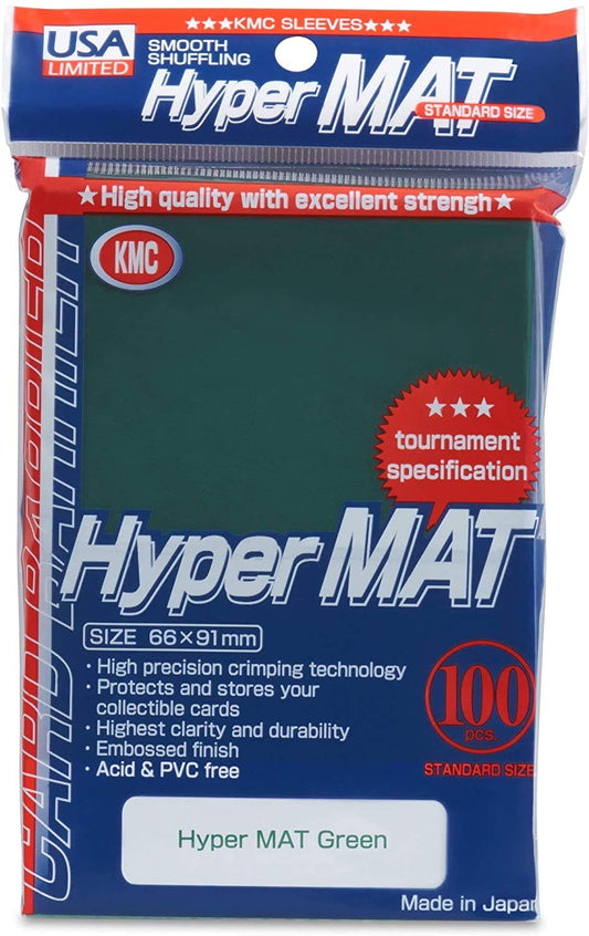 KMC Hyper Matte Green 100-count Standard Size Sleeves Pack [USA Packaging]