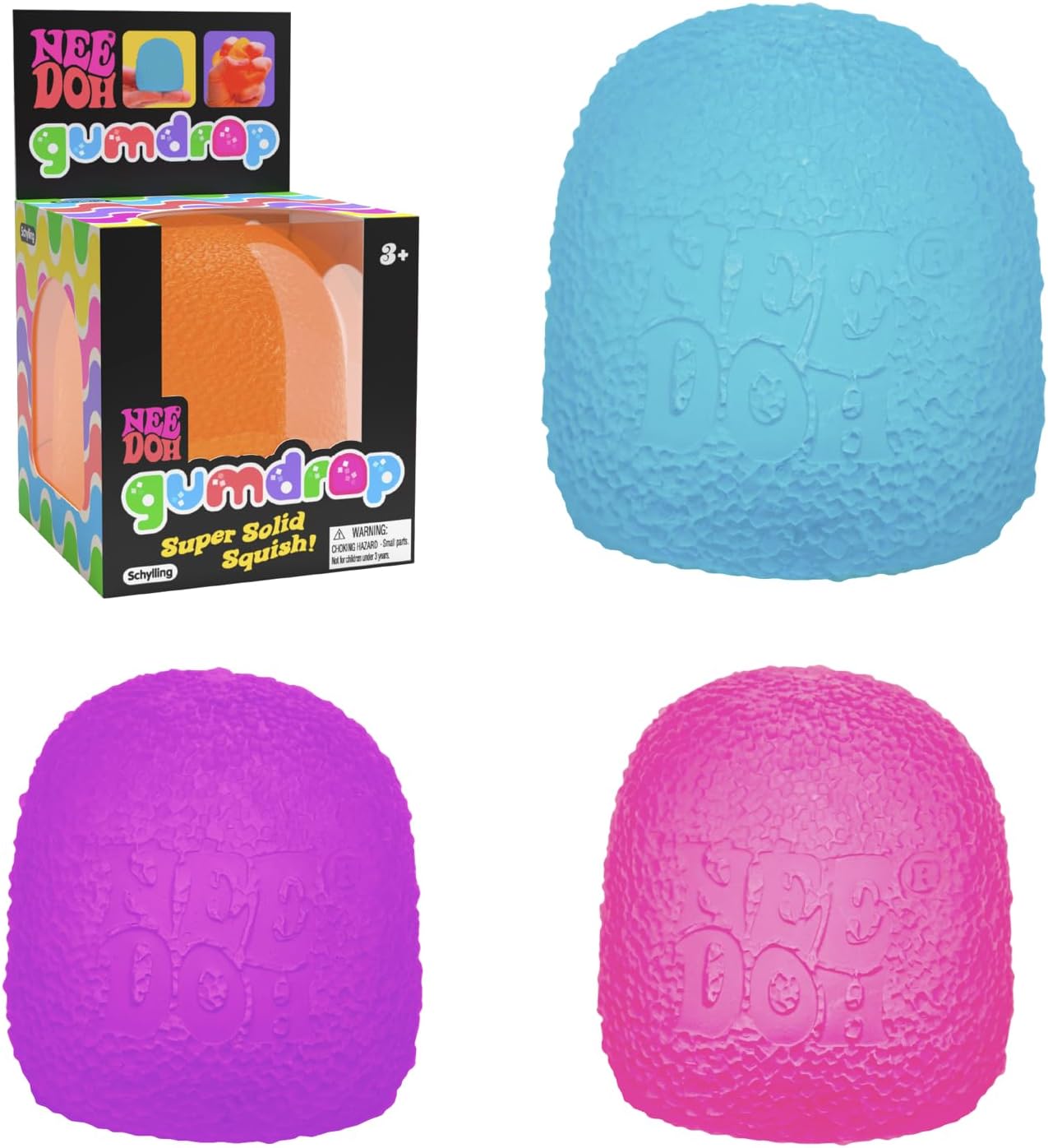 NeeDoh Gumdrop - Textured Sensory Toy with Super Solid Squish - Blue