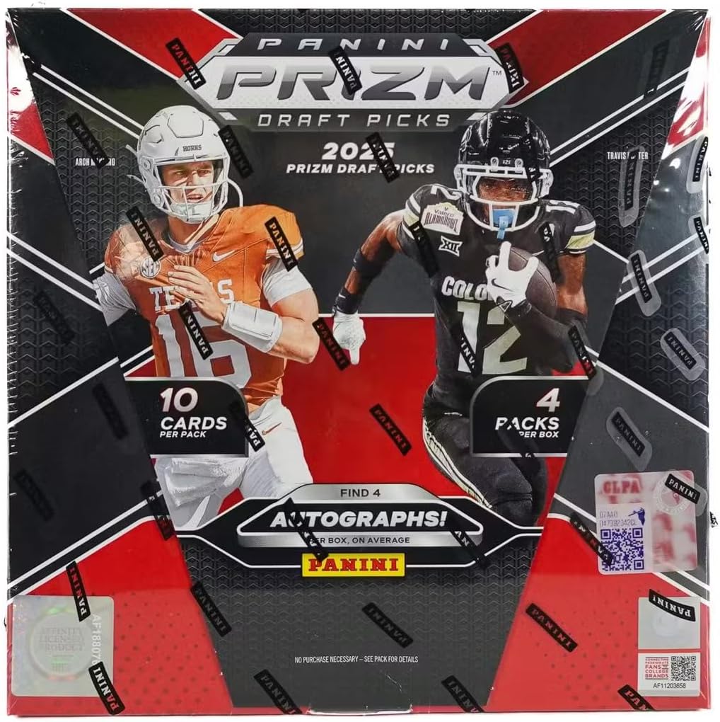 Panini 2025 Prizm Draft Picks Football Hobby Trading Card Box (Four Autographs Per Box!)
