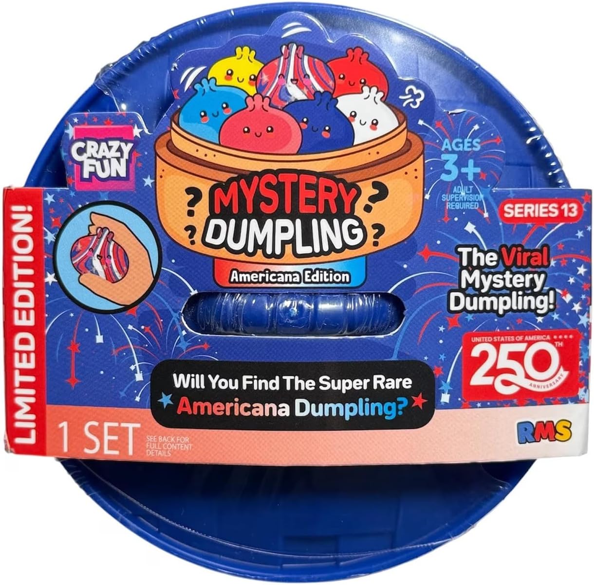 Crazy Fun Mystery USA Americana Squishy Dumpling Squeeze Toy, 1 Random Color