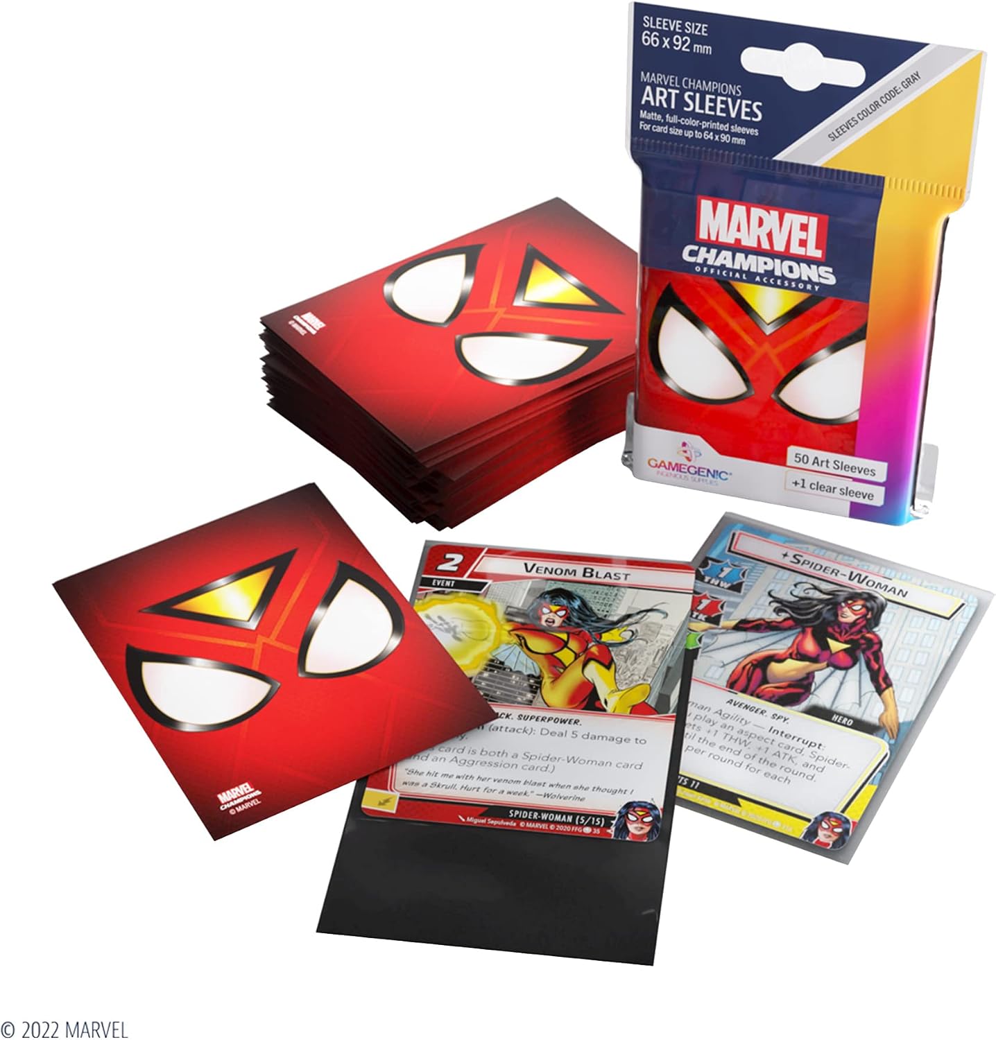 Gamegenic Marvel Champions The Card Game Official Spider-Woman Art Sleeves | Pack of 50 Art Sleeves and 1 Clear Sleeve | Card Game Holder | Use with TCG and LCG Games | Made by Fantasy Flight Games