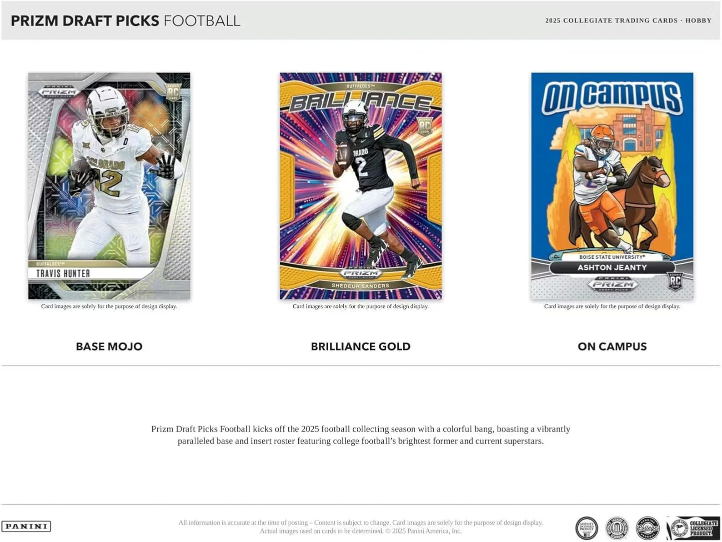 Panini 2025 Prizm Draft Picks Football Hobby Trading Card Box (Four Autographs Per Box!)