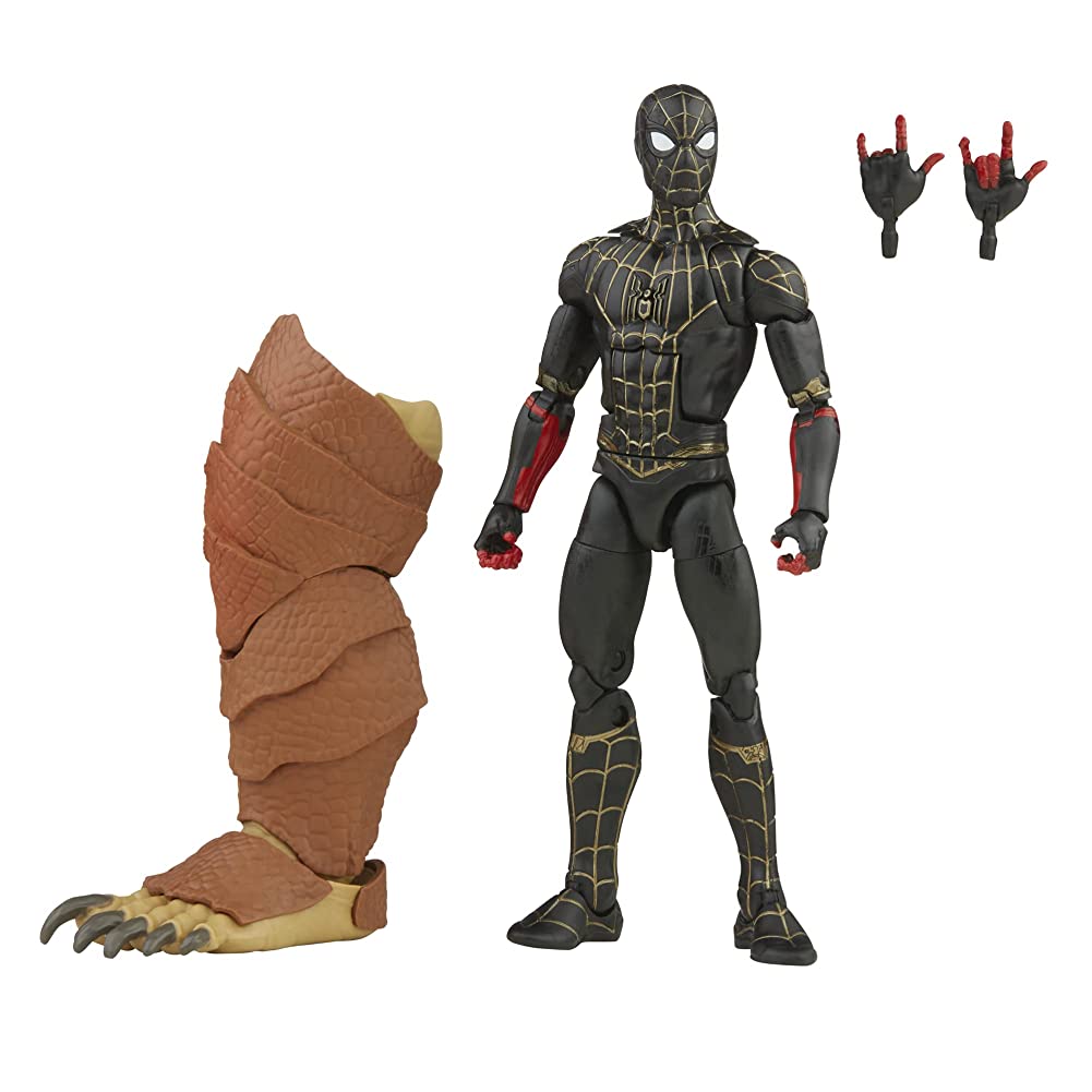 Spider-Man Marvel Legends Series Black & Gold Suit 6-inch Collectible Action Figure Toy, 2 Accessories and 1 Build-A-Figure Part(s)