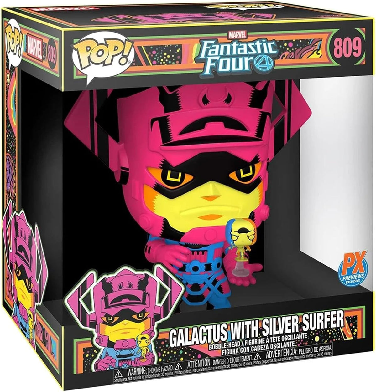 Marvel Jumbo Funko POP | Galactus with Silver Surfer (Black Light Version)