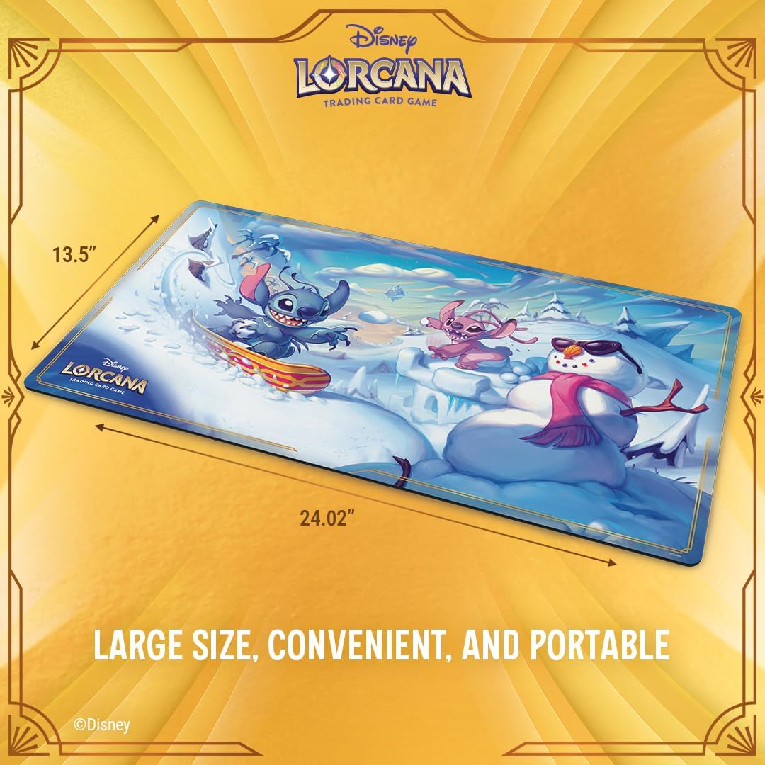 Ravensburger Disney Lorcana TCG Hyperia City Playmat Featuring Stitch & Angel - Snowboarding Stitch