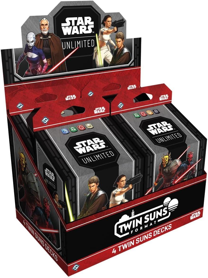 Star Wars: Unlimited TCG Twin Suns Deck Display - 4 Prebuilt 80-Card Multiplayer Decks, Clone Wars Leaders, Legendary Cards & Exclusive Content, Ages 12+, 2+ Players, 20 Min Playtime