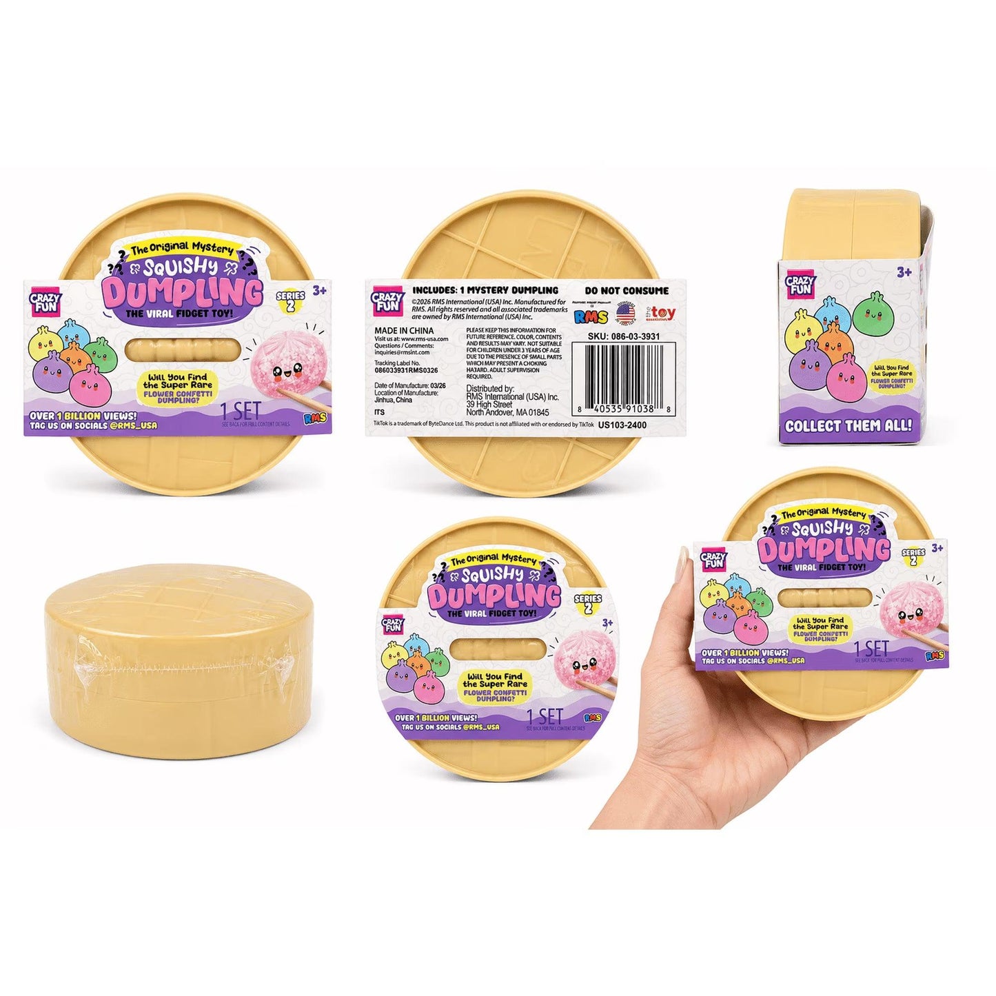 Crazy Fun The Original Mystery Dumpling Series 2 Squishy Toy, 4-Inch Mystery Fidget Toy, 1 Count (Style May Vary)