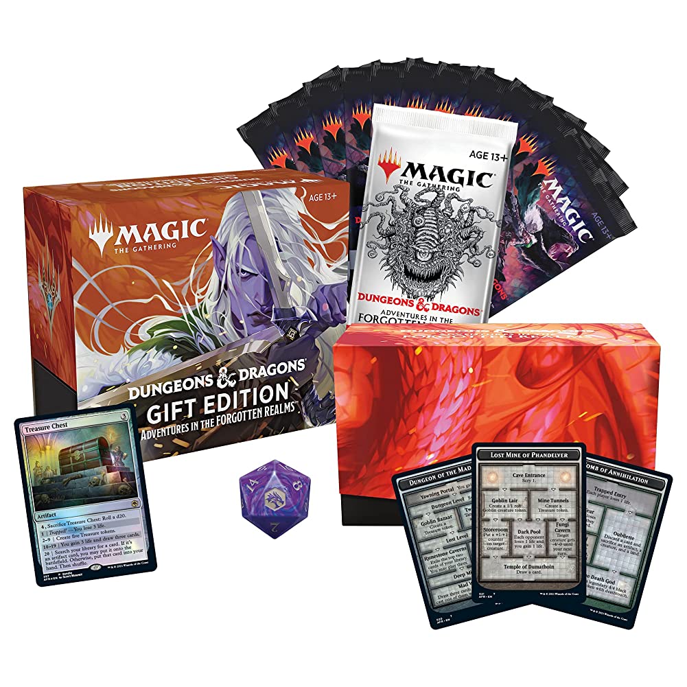Magic: The Gathering Adventures in The Forgotten Realms Gift Bundle | 10 Draft Boosters | 1 Collector Booster | Accessories