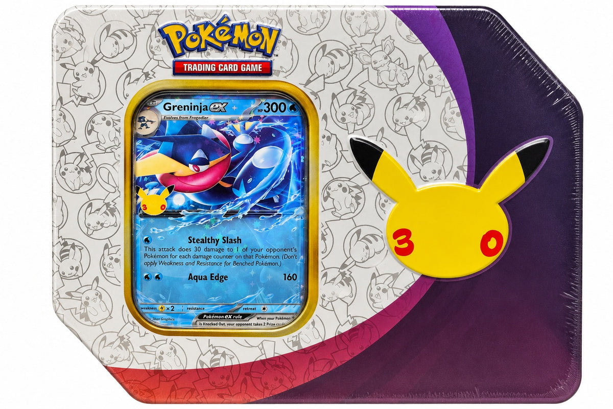 Pokemon TCG: 30th Celebration Tin – Greninja ex – 5 Booster Packs – 1 Foil Promo Card