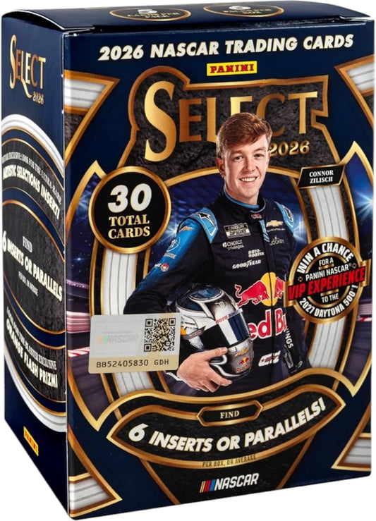 2026 Panini Select Racing Retail Blaster Box | NASCAR Trading Cards | Exclusive Retail Prizm Parallels | Rookie Cards, Inserts & Chase Autograph Memorabilia Cards | Collectible Sports Card Box