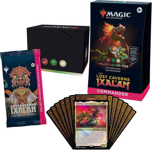 Magic: The Gathering The Lost Caverns of Ixalan Commander Deck - Veloci-ramp-tor (100-Card Deck, 2-Card Collector Booster Sample Pack + Accessories)