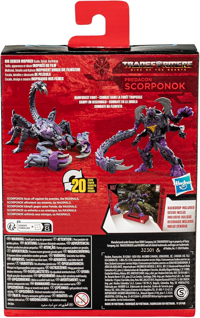 Transformers Toys Studio Series Deluxe Rise of The Beasts 107 Predacon Scorponok, 4.5-inch Converting Action Figure, 8+
