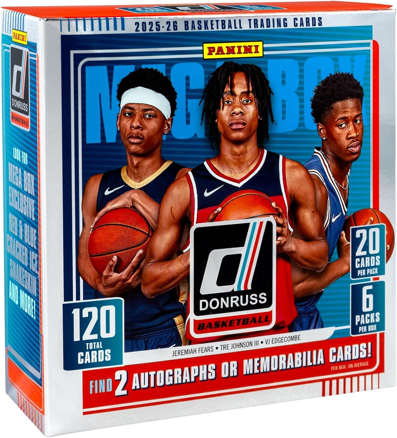 Panini 2025-26 Donruss NBA Basketball Trading Card Mega Box – 6 Packs, 20 Cards per Pack, 120 Cards Total