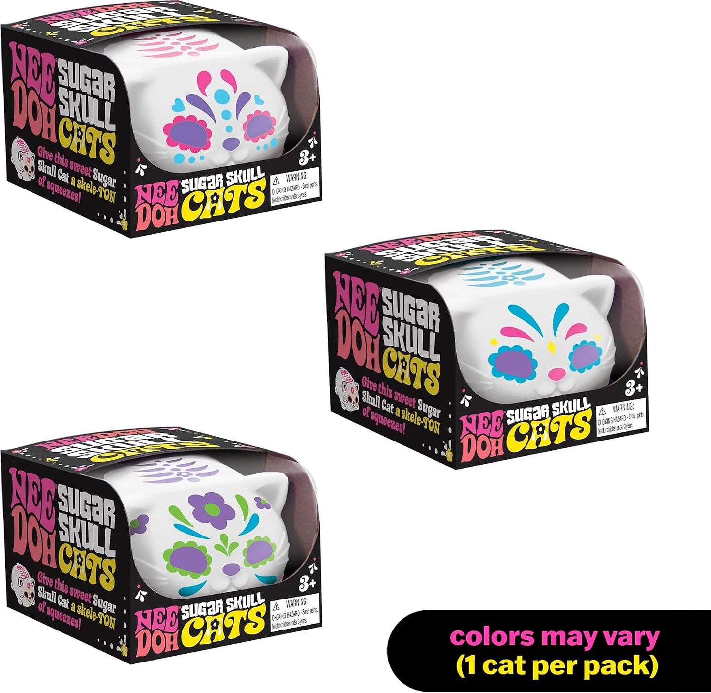 Schylling NeeDoh Sugar Skull Cool Cats - Sensory Squeeze Toy - Assorted Designs - (Pack of 1)
