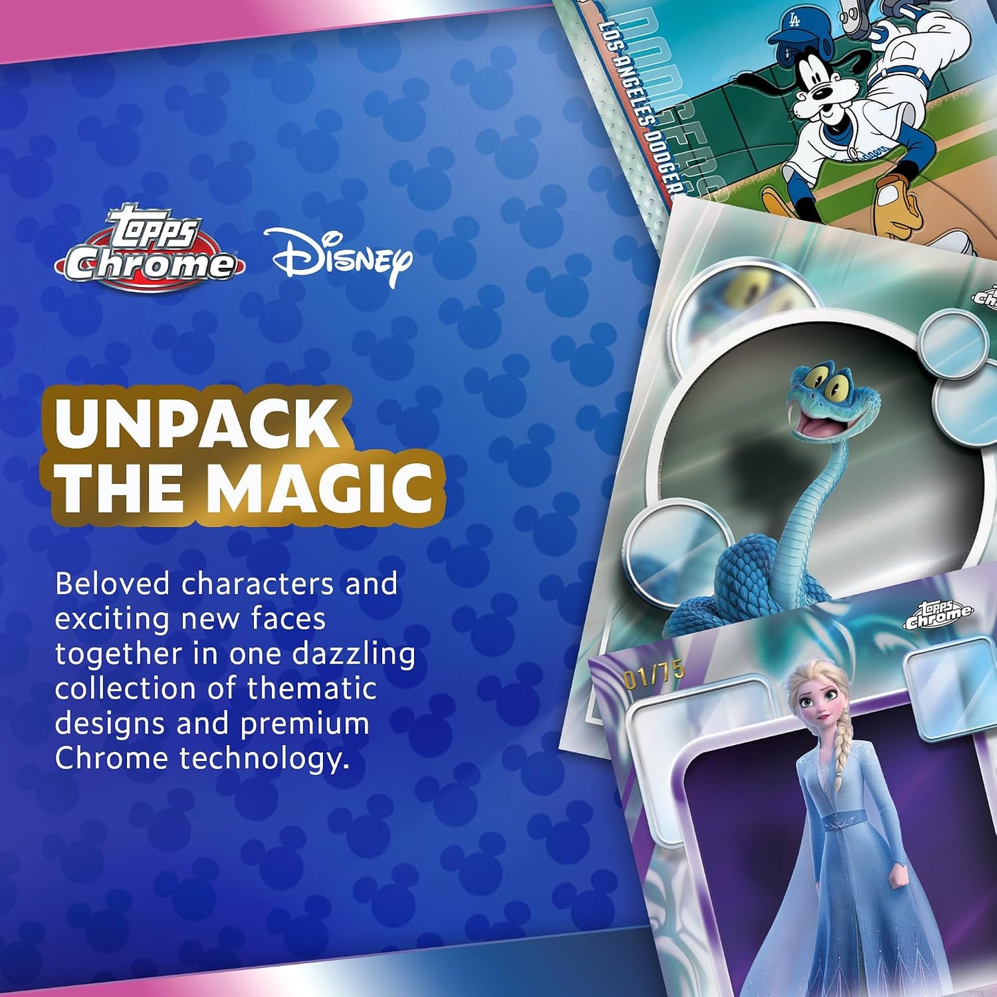 Topps 2026 Chrome Disney Trading Cards Mega Box – 8 Packs, 7 Cards per Pack, 56 Cards Total, 4 Exclusive X-Fractor Parallels