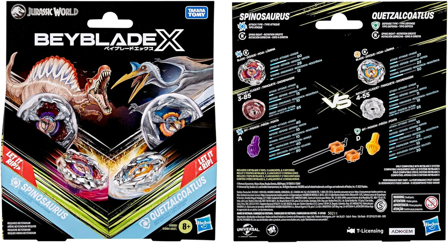 Hasbro Beyblade X Jurassic World Collab Spinosaurus vs. Quetzalcoatlus Multipack Set