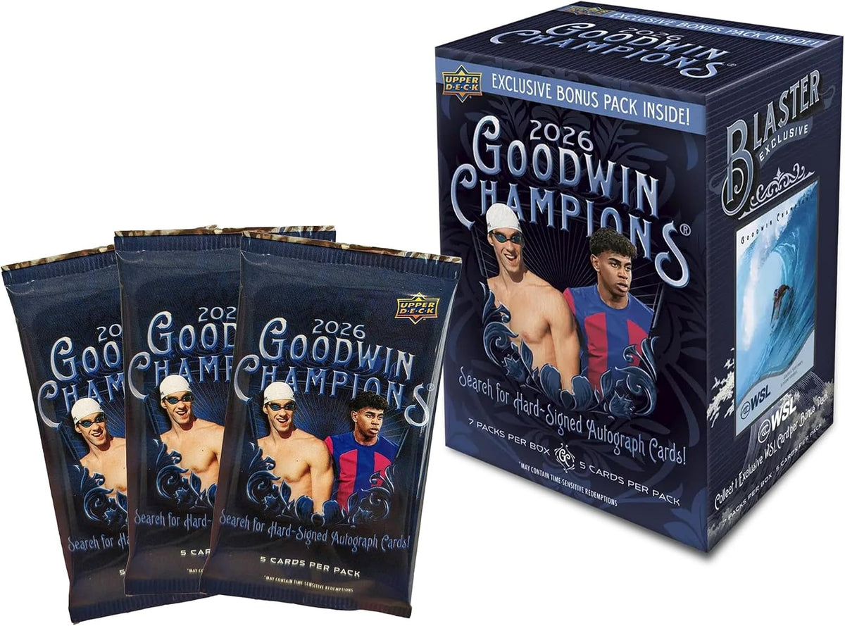 Upper Deck 2026 Goodwin Champions Blaster Box – 7 Packs, 5 Cards per Pack, Multi-Sport and Entertainment Trading Cards