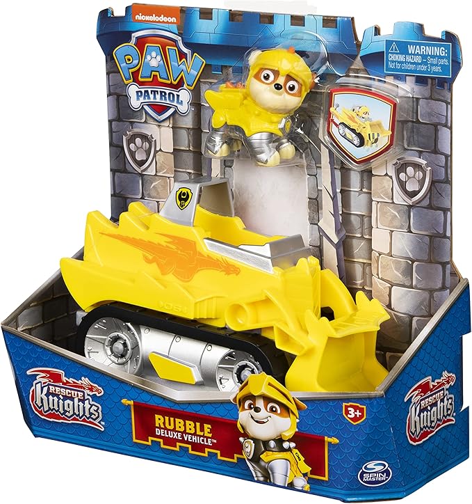 Spin Master 6063587 PAW Patrol Rescue Knights Rubble Transforming Toy Car with Collectible Action Figure