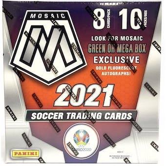 2020/21 Panini Mosaic UEFA Euro 2020 Soccer Mega Box (Gold Fluorescent Parallels!)