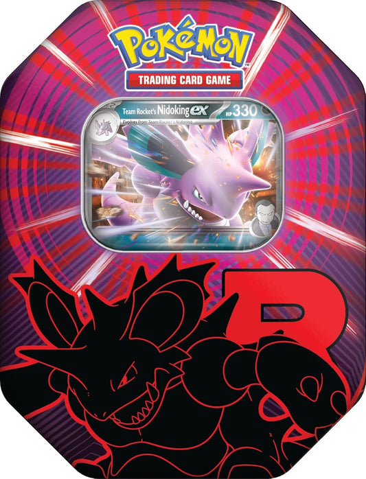 Pokemon TCG: Team Rocket Tin – Nidoking ex (1 Foil Promo Card & 4 Booster Packs)