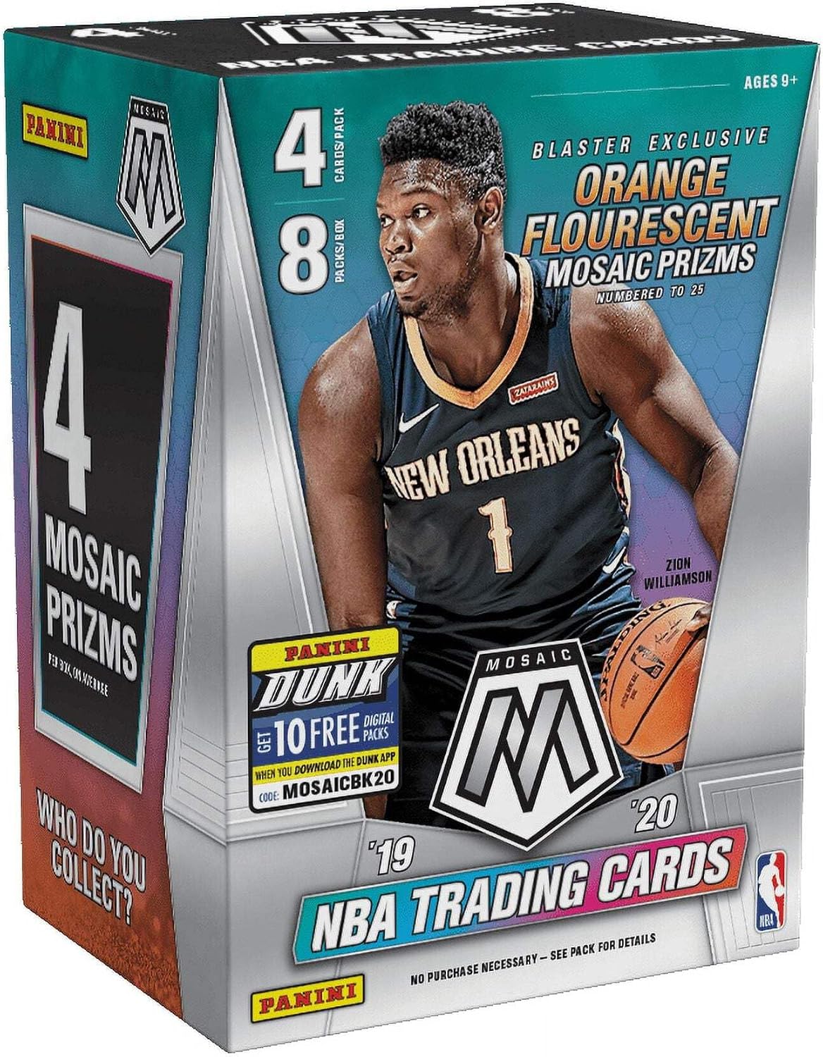 2019-20 Panini MOSAIC Basketball Card Factory Sealed Blaster Box - Exclusive ORANGE FLOURESCENT PRIZMs - 32 Cards per Box - Find Zion Williamson and Ja Morant Rookie Cards!