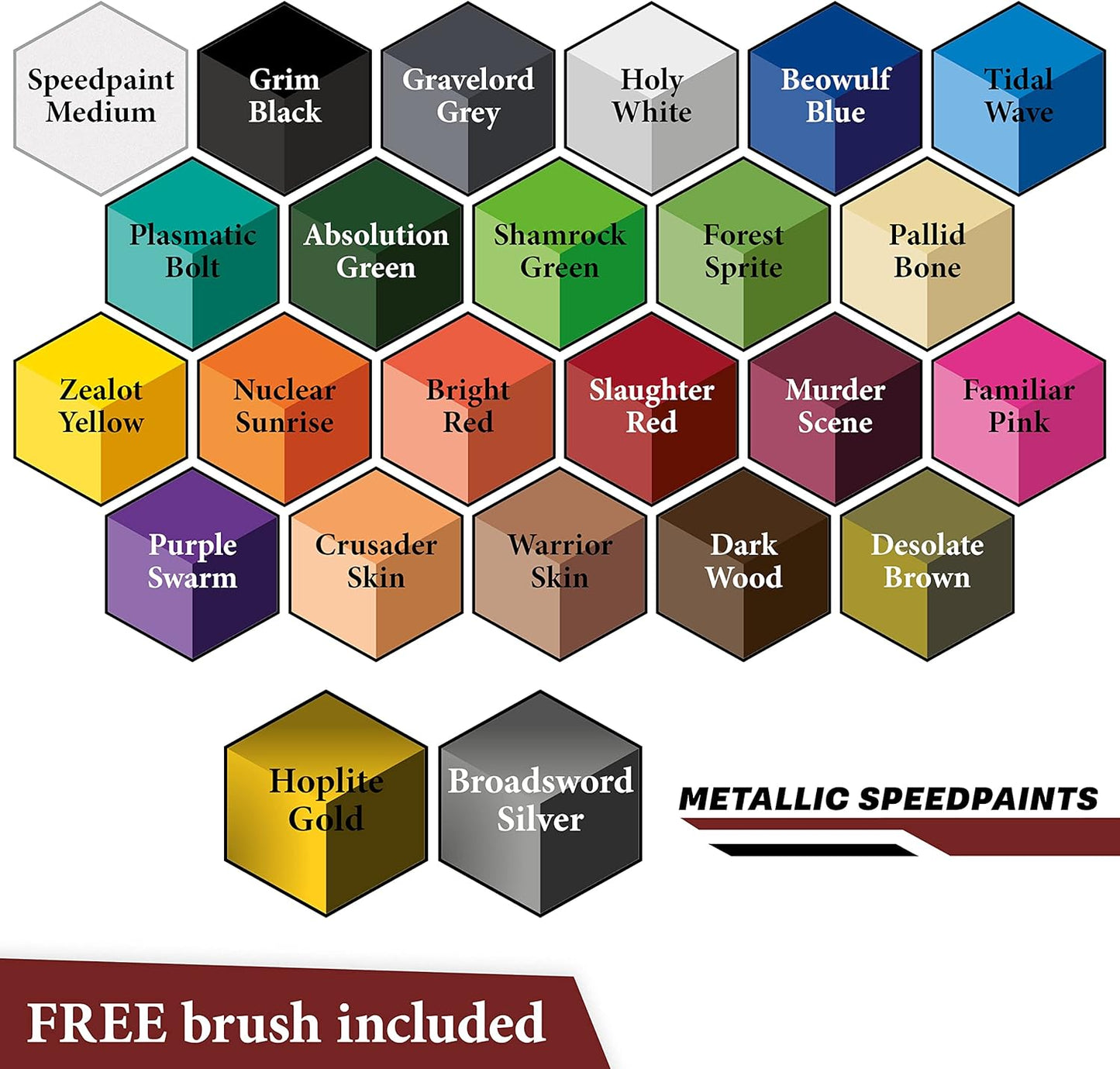 The Army Painter Speedpaint 2.0 Most Wanted Paint Set, 24 x 18 mL Acrylic Contrast Paints Including 2 Metallics, 1 Medium & 1 Free Brush for Miniature and Model Painting