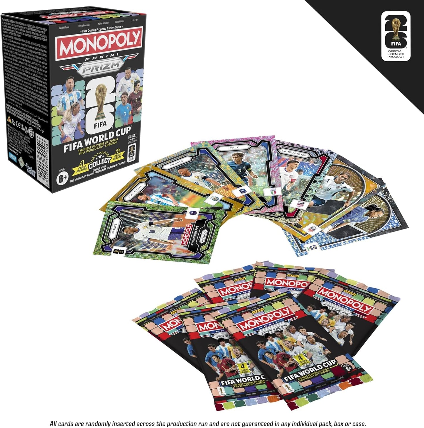 2026 Monopoly Panini Prizm: FIFA World Cup Trading Cards Booster Box | Current Stars and FIFA World Cup Legends | Gifts for Soccer Fans