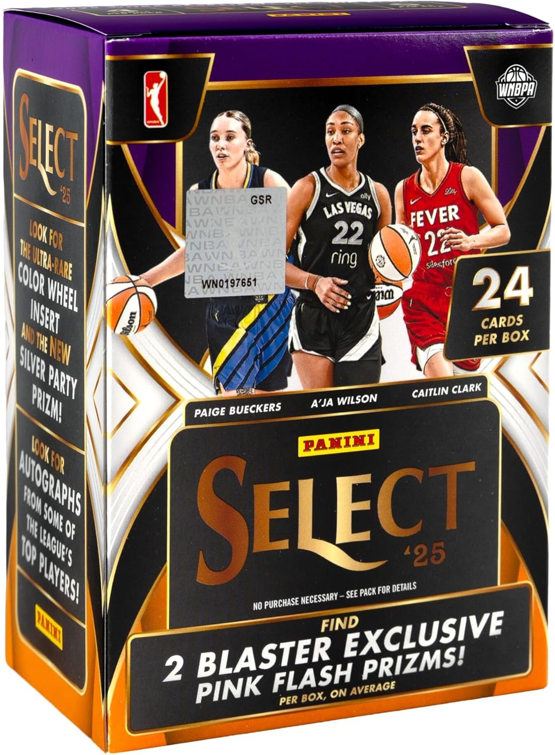 2024-25 Panini Select WNBA Basketball Trading Cards Retail Blaster Box | 24 Cards Per Box | Exclusive Pink Ice Prizms | Chase Color Wheel, Tiger & Black Finite Parallels