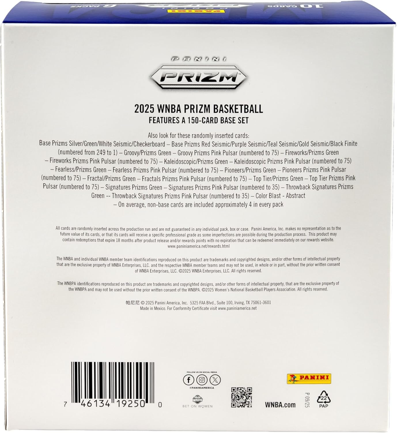 2025 Panini Prizm WNBA Basketball Mega Box