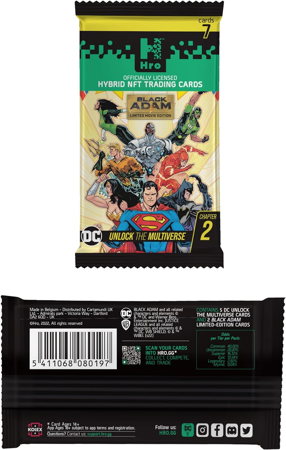 HRO DC Unlock The Multiverse Black Adam 24-Pack Mega Booster Box Hybrid NFT Trading, 168 Cards