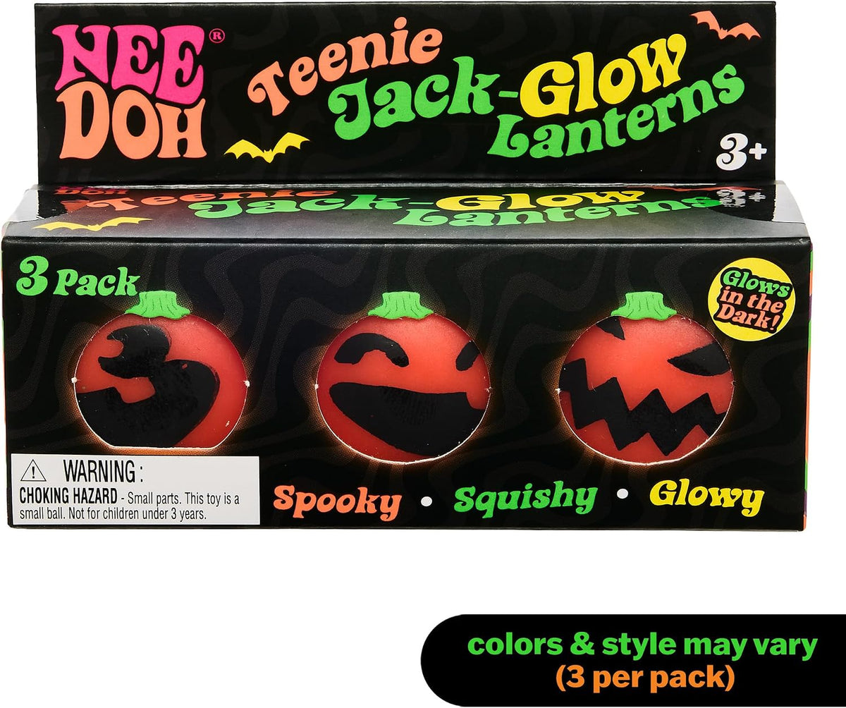 Schylling Needohween Teenie Jack Glow Lantern - Glow in The Dark Pumpkin Faces 3 Pack