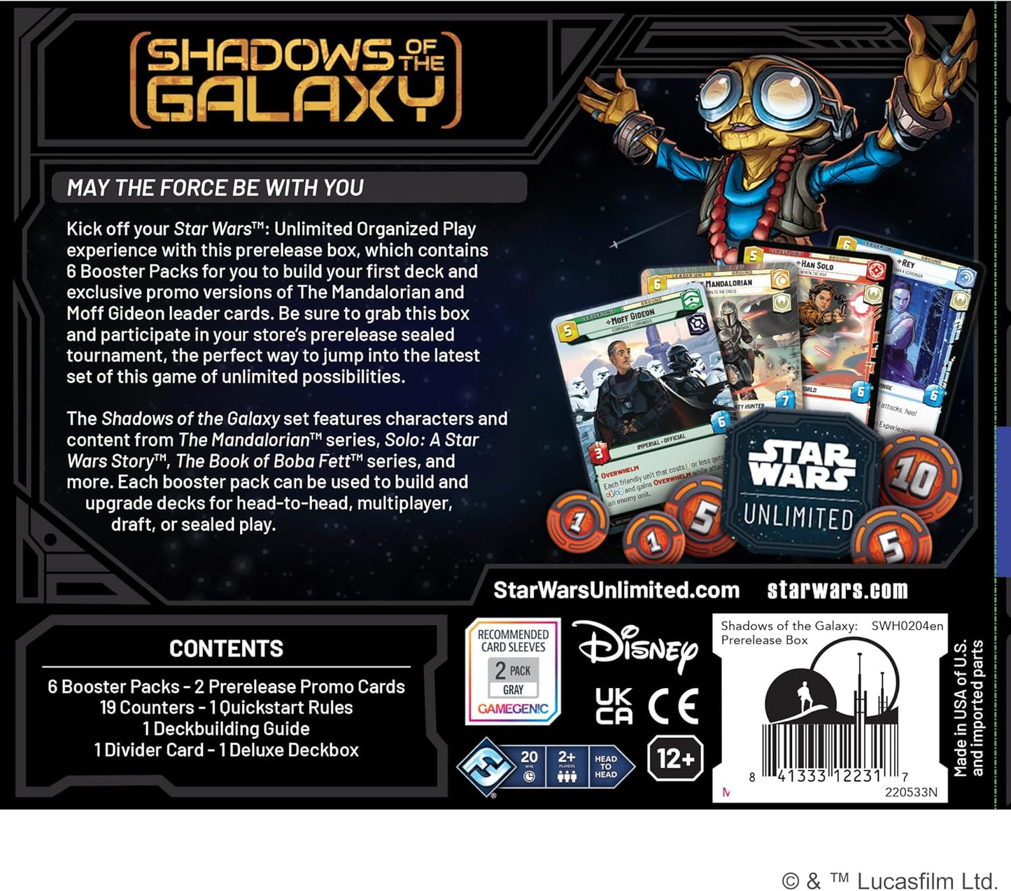 Fantasy Flight Games Star Wars: Unlimited TCG Shadows of The Galaxy PRERELEASE Box - Launch Your Galactic Journey! Includes 6 Booster Packs, Ages 12+, 2+ Players, 20 Minute Playtime, Made