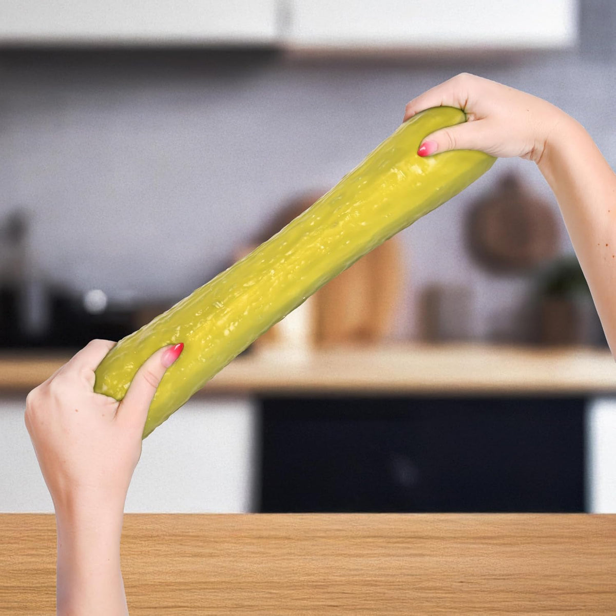 Toymendous Squishy Pickle, Jumbo 12 Inch Stress Relief Toy, Soft Squeezable Sensory Fidget for Kids, Teens and Adults