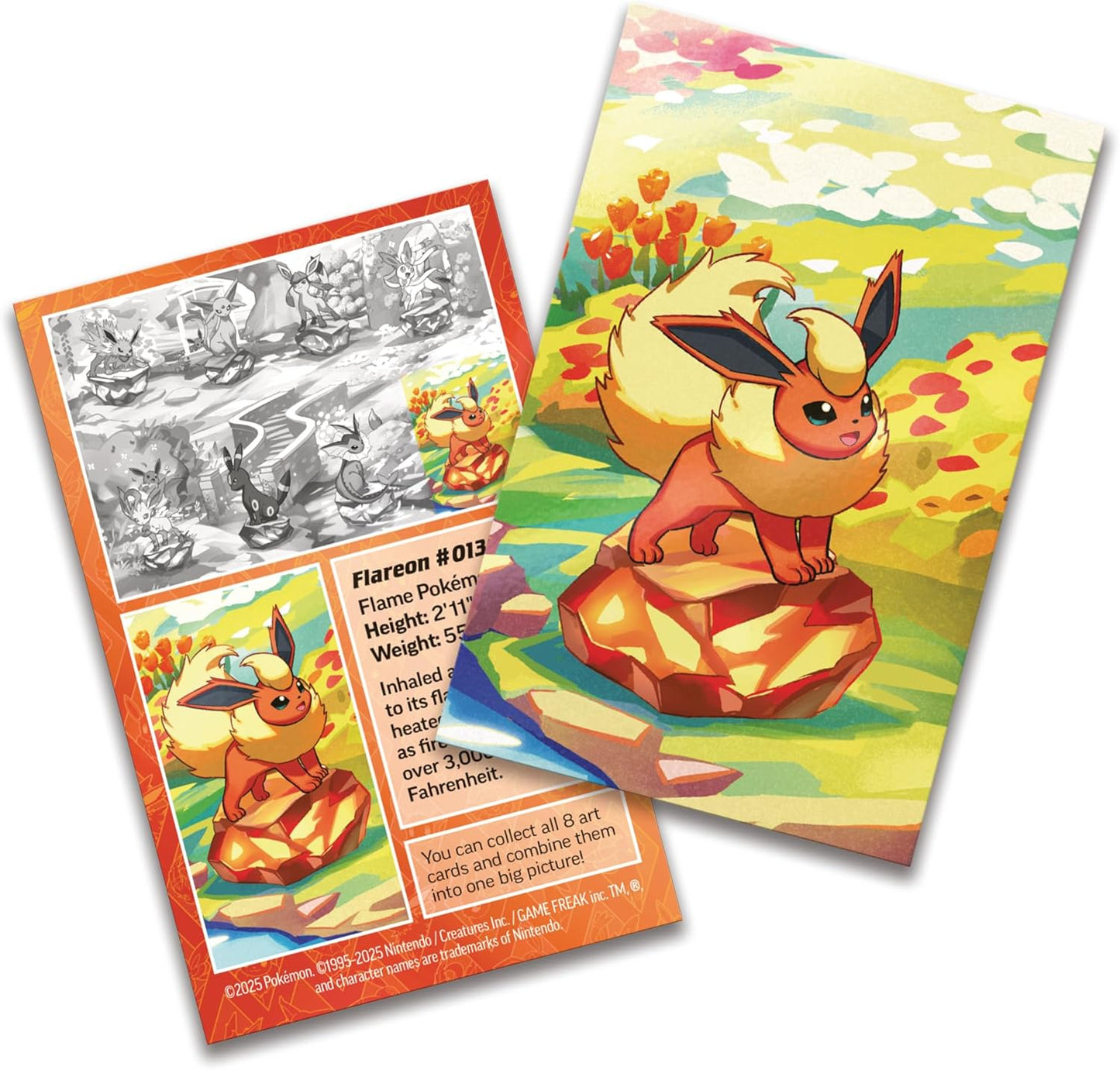 Pokemon TCG: Scarlet & Violet —Prismatic Evolutions Mini Tin - Flareon (2 Booster Packs & 1 Coin)
