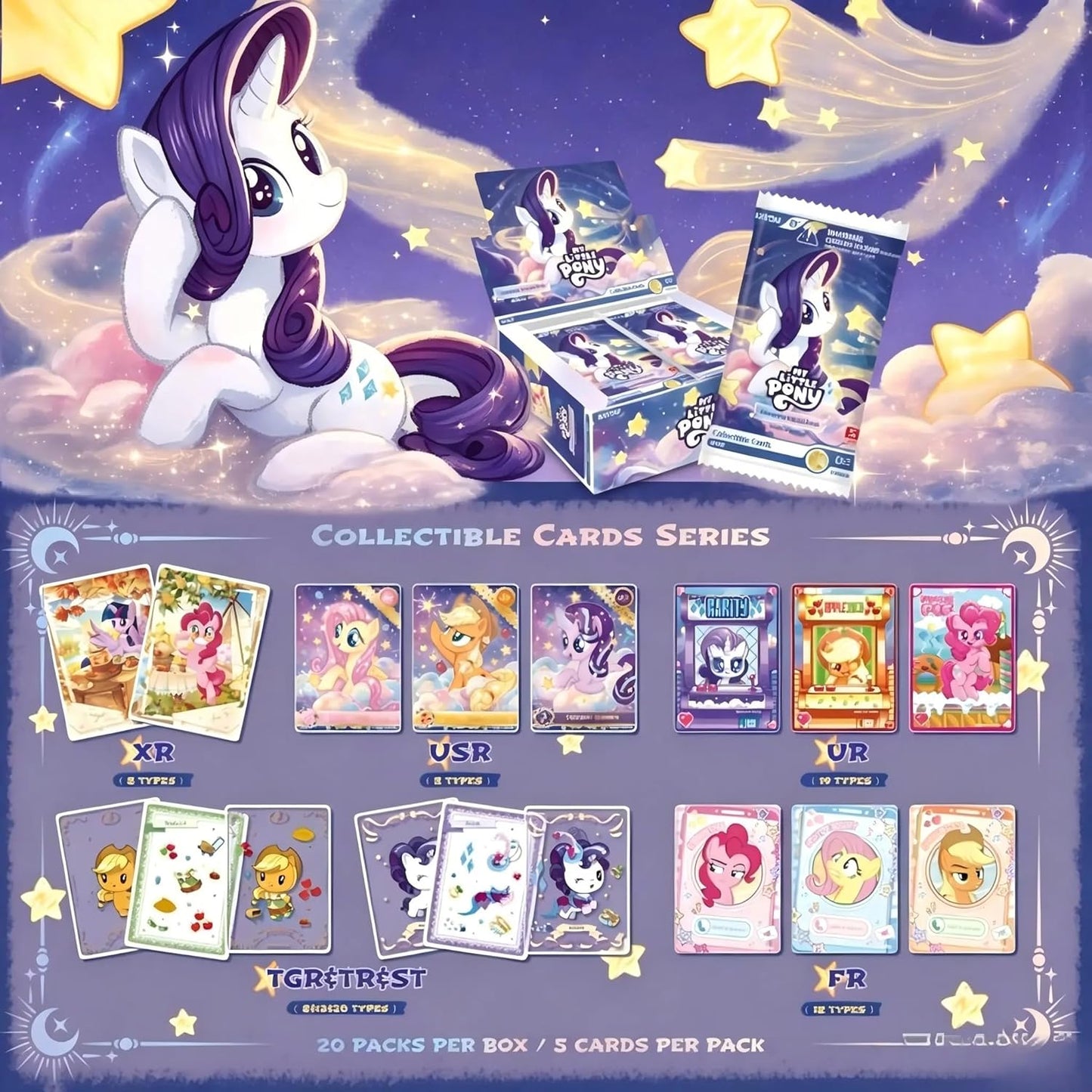 KAYOU My Little Pony Friendship Eternal Cards - Rainbow Edition English Series 2 Original Box 20 Pack 100 Pcs
