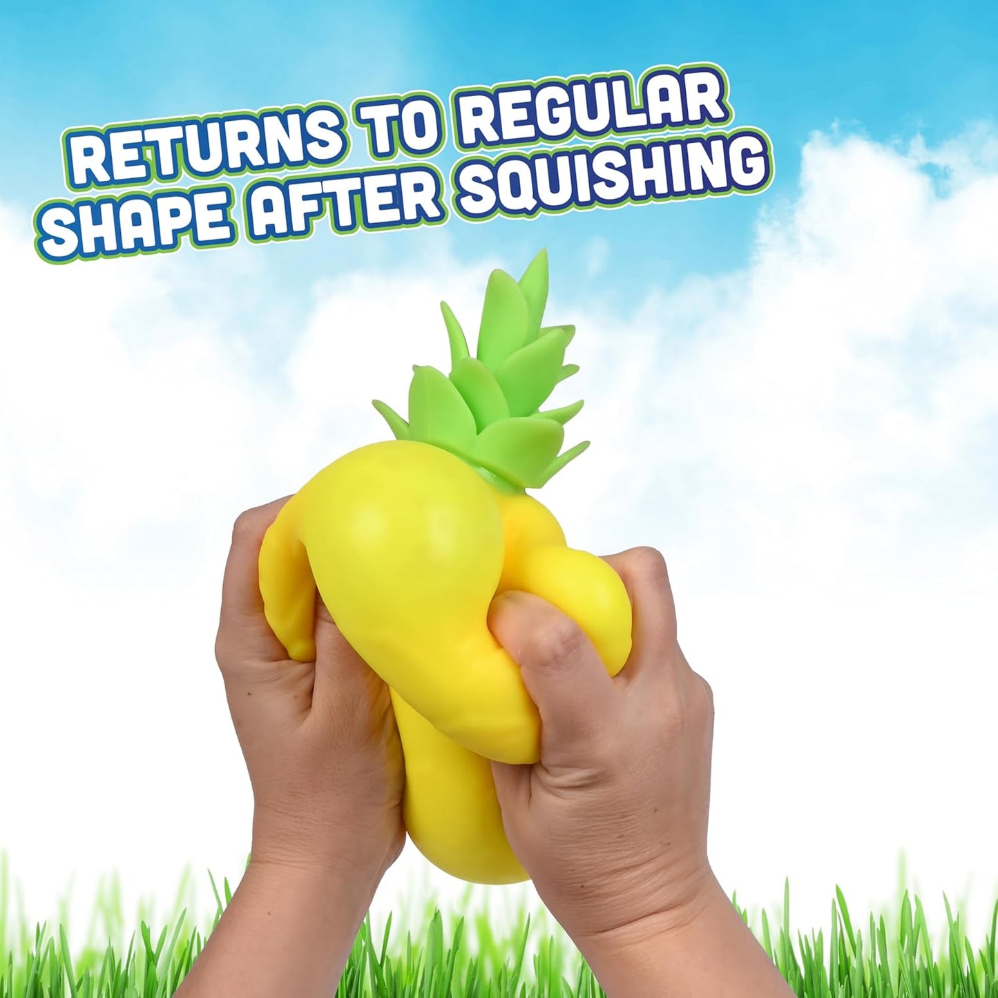 Toymendous Squishy Pineapple – Jumbo 6.5-Inch Squishy Fruit Stress Relief Toy – Sensory Stress Ball for Kids, Teens & Adults