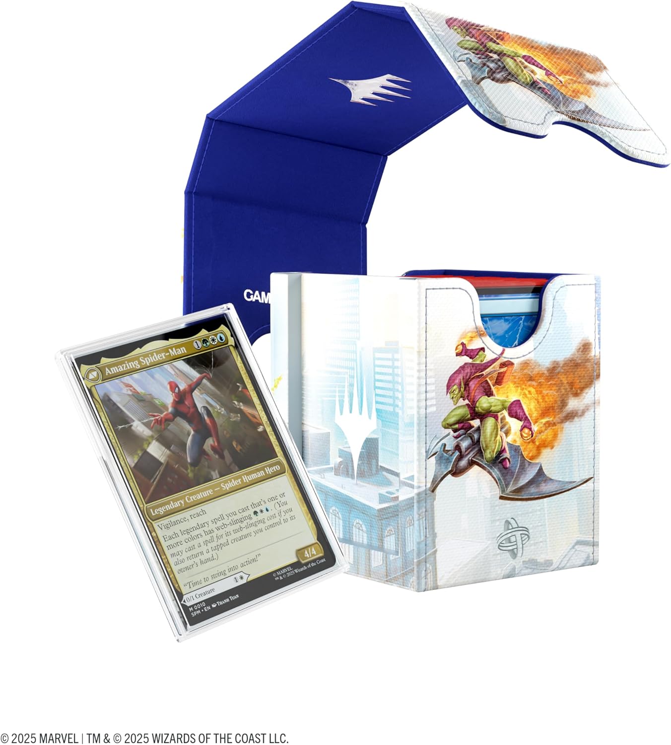 Gamegenic Magic: The Gathering Marvel's Spider-Man Art Squire PLUS 100+ XL - Premium Convertible Deck Box with Slide Card Case, UV Protection & Armorfyber Finish, Holds 100 Double-Sleeved Cards