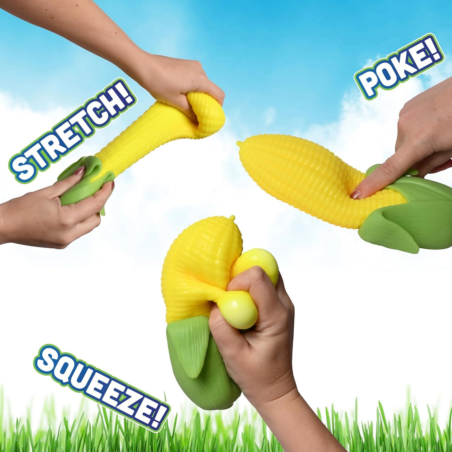 Toymendous Squishy Corn, Jumbo 9-Inch Squishy Vegetable with Removable Husk, Sensory Fidget Toy