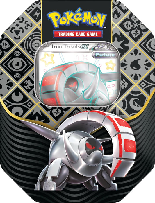 Pokemon TCG Scarlet & Violet Paldean Fates ex Tin - Iron Treads ex - 4 Packs