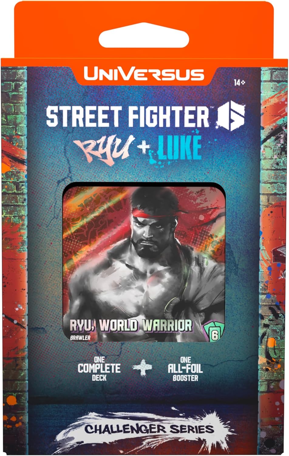 UniVersus: Street Fighter 6: Challenger Series - Ryu & Luke - Deck Building Card Game, Ready to Play Character Deck, 6 Foil-Alt Art Booster Cards