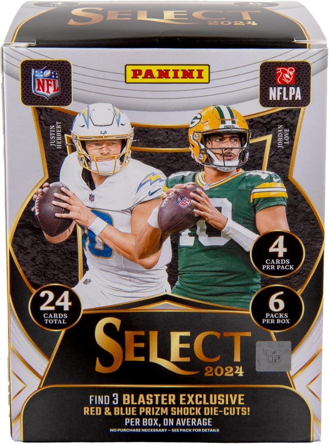 Panini 2024 NFL Select Football Trading Card Blaster Box (Blue & Red Prizm Shock Die-Cuts)