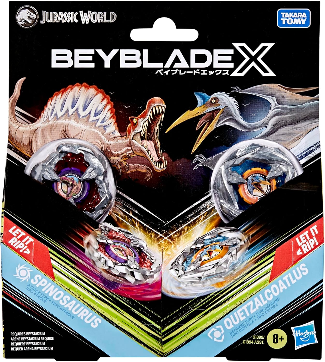 Hasbro Beyblade X Jurassic World Collab Spinosaurus vs. Quetzalcoatlus Multipack Set